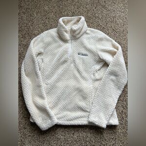 Columbia Women's Medium Fire Side 1/4 Zip Sherpa Fleece Pullover Sweater Ivory